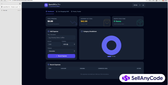 SpendWise Pro - Local First Expense Tracker & Shopping HUD (PWA Web App)