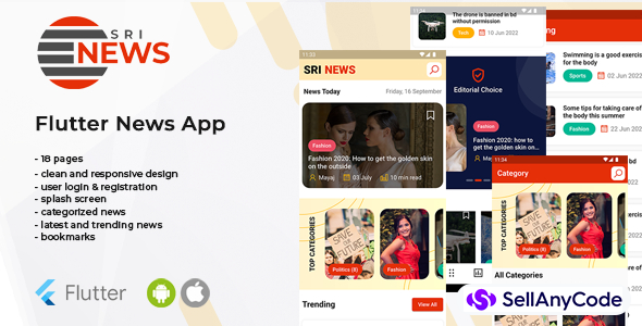 Sri News - Flutter News App Template