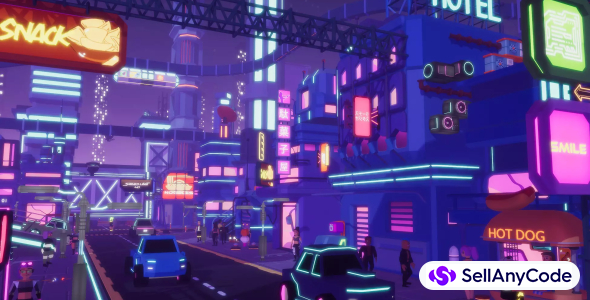 Stylized Lowpoly Cyberpunk City