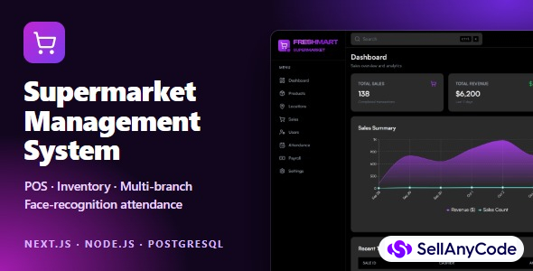 Supermarket POS, Inventory & Face Attendance (Next.js + Node.js)
