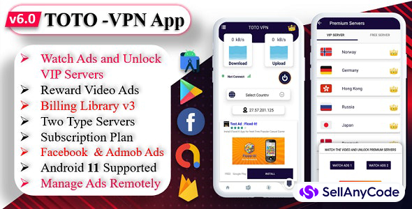 TOTO - VPN | VPN App | Facebook Ads | Admob Ads | Ads Manage Remotely | VPN | VPN Subscription Plan