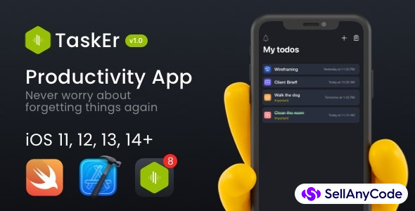 TaskEr - powerful Todo iOS App (Swift, iOS 11+) Source Code - SellAnyCode