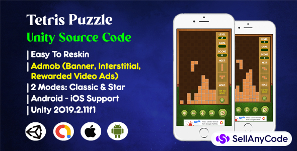 Tetris Puzzle Source Code (Admob + IAP)