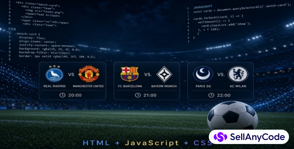 Today's Football Matches Schedule Script - HTML CSS JS