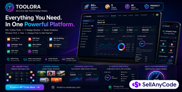 Toolora 60+ Multi-Tool SaaS Platform With Wallet, Analytics & Admin Panel