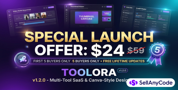 Toolora — In-Browser Canva Alternative, Video Reels Generator & 63+ Micro-SaaS Tools (Laravel 12)