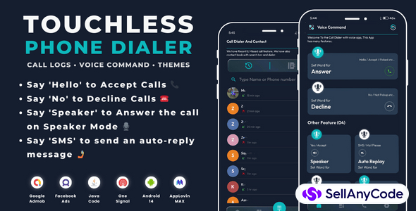 Touchless Phone Dialer Call Logs with AdMob Ads Android