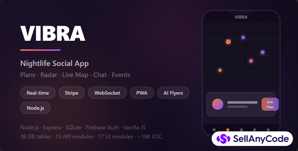 VIBRA - Social Nightlife & Events App (PWA, Map, AI, Stripe)