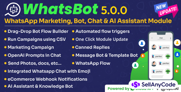 WhatsBot - WhatsApp Marketing, Bot, Chat & AI Personal Assistant Module For Perfex CRM
