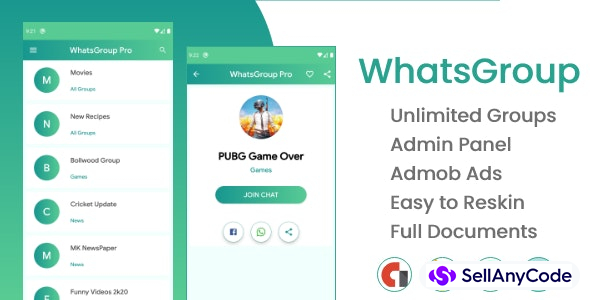 WhatsGroup Pro with admin Panel and Admob ads