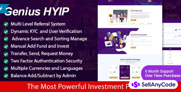 Genius HYIP v2 - All in One Investment Platform with Extended License