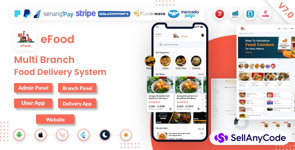 eFood - Food Delivery App with Laravel Admin Panel + Delivery Man App V7.0