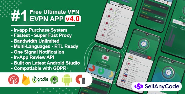 eVPN - Free Ultimate VPN | Android VPN, Billing, Phone Booster, Admob / Push Notification