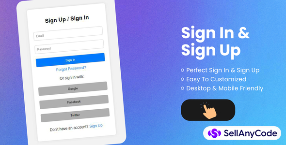sign up and sign in login page