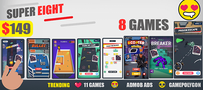 GamePolygon Latest Release Bundle: 8 Super Game Templates -86% OFF NOW! - Sell My App
