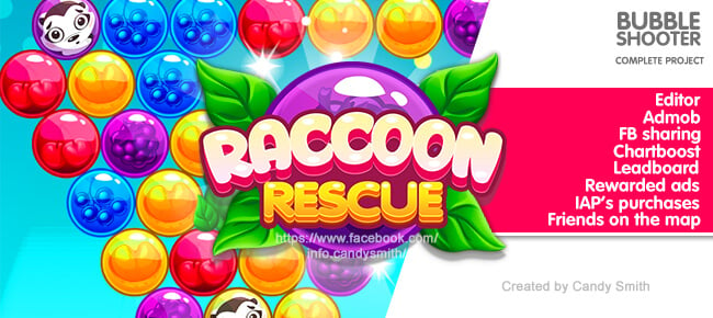 Raccoon Rescue Bubble Shooter + EDITOR - Sell My App